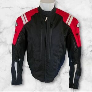 Joe Rocket Motorcycle Jacket L Black Red Textile Armored